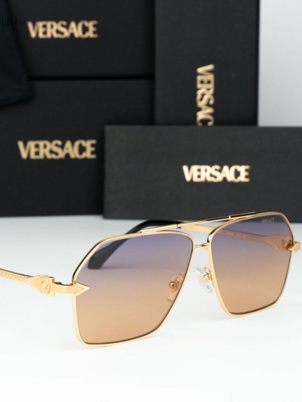 Versace Women Sunglasses Gold Gradient Violet Pilot VE2284 1002EL NEW AUTHENTIC